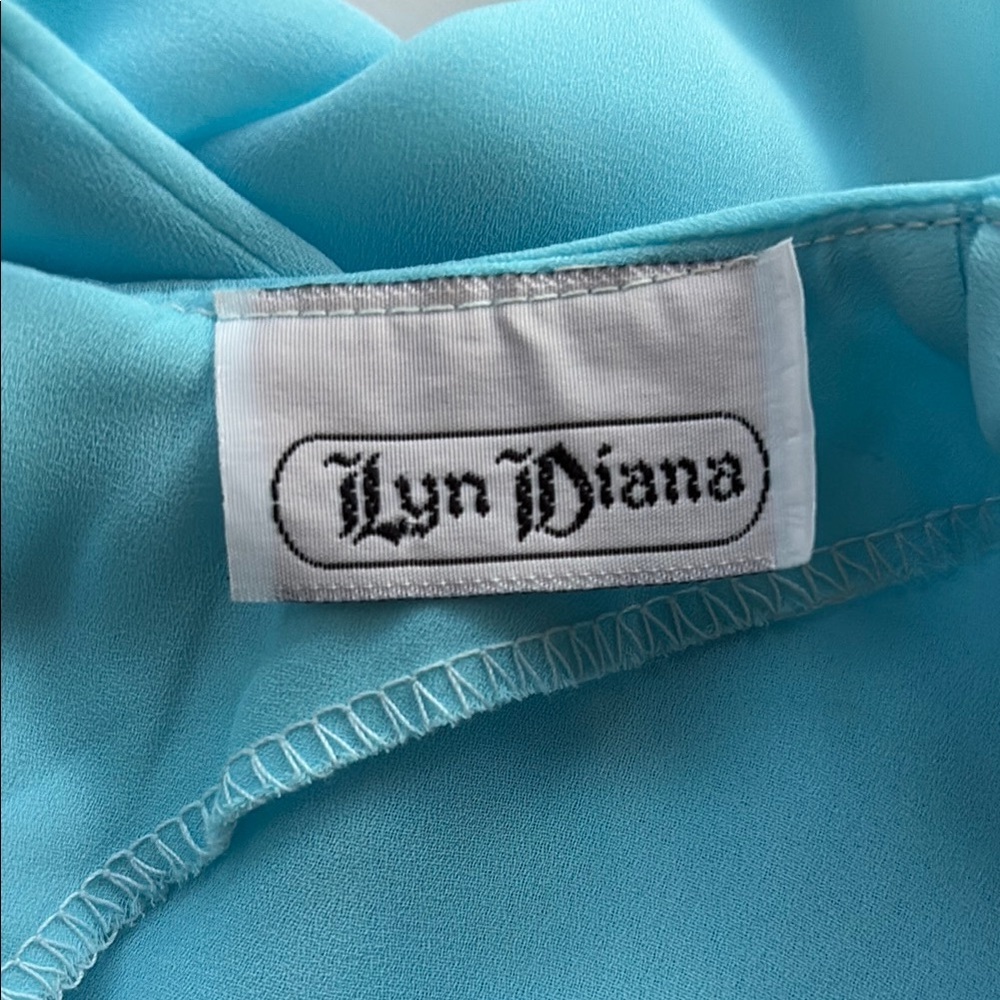 Elegant Vintage Blue Women's Pleated Top Lyn Diana - Picture 5 of 5